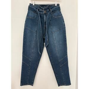 Sofia Vergara Alma High Waisted Tapered Jeans with Tie Belt Size 8 Pre-Owned